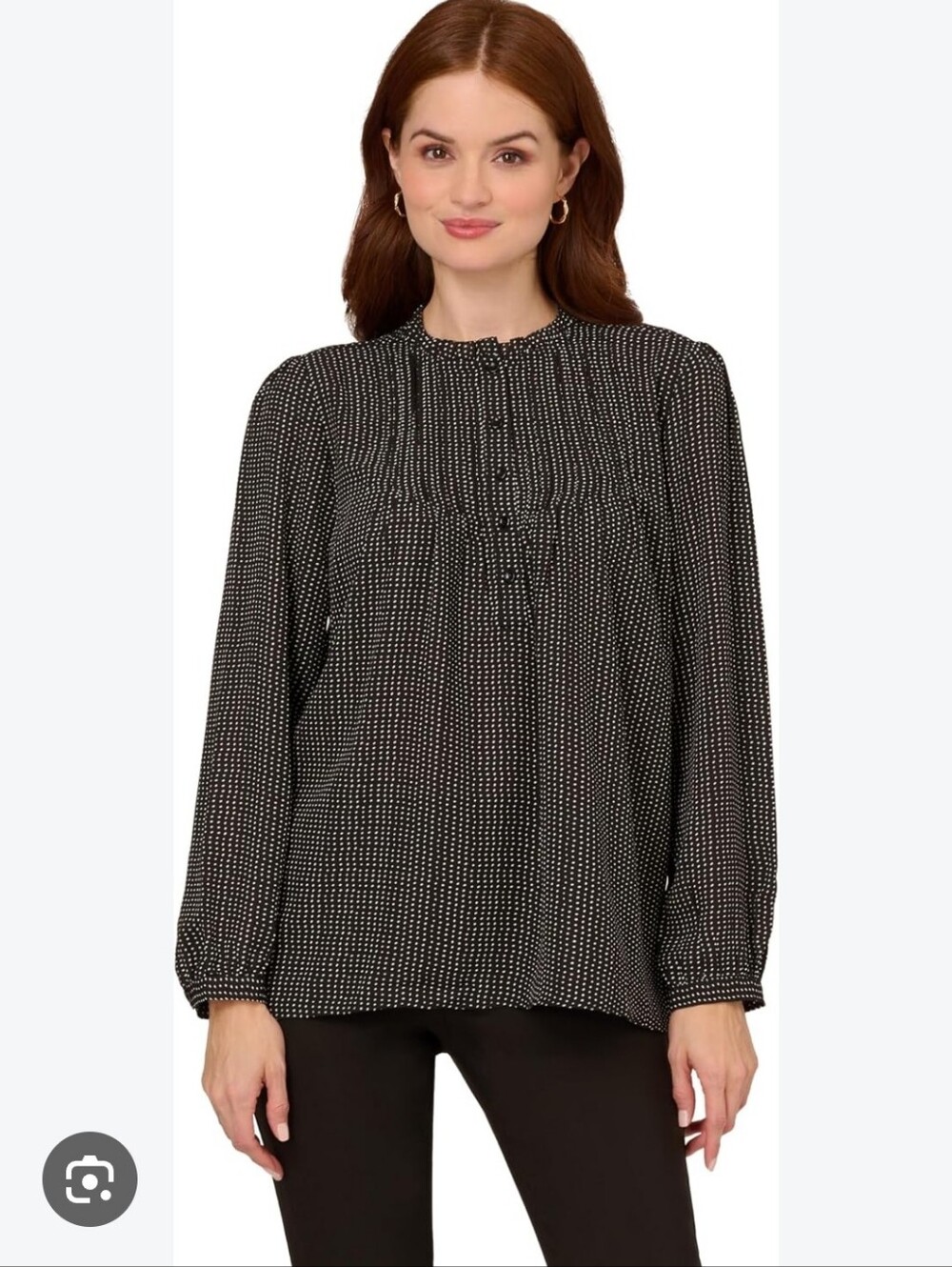 💜2 for $10💜 Bundle and save Adrianna Papell Black Polka Dot Pintuck Blouse